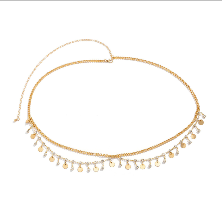 Womens Body Layered Star Belly Chain with Rhinestones